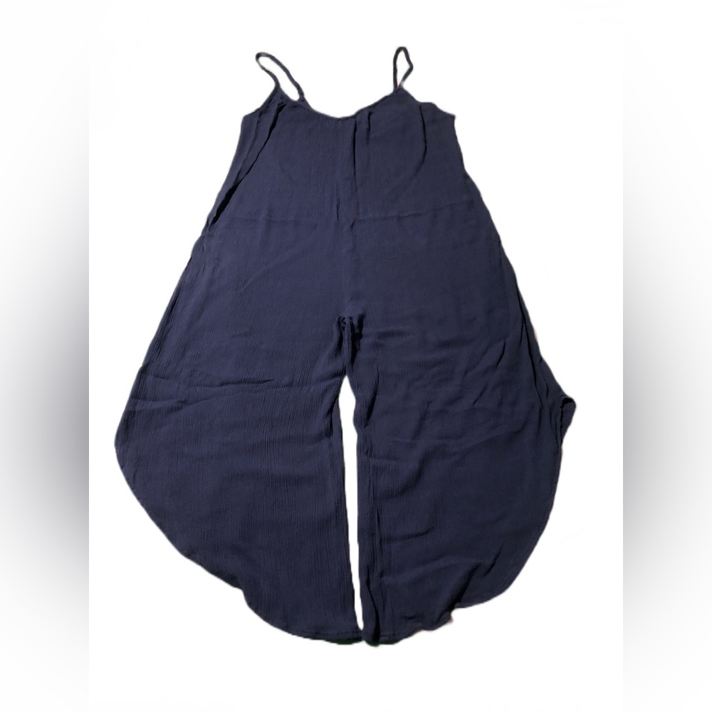 NWOT, Audrey 3+1, Cropped Jumpsuit, Crinkle Cotton, Modern Sm/Med, Denim Blue